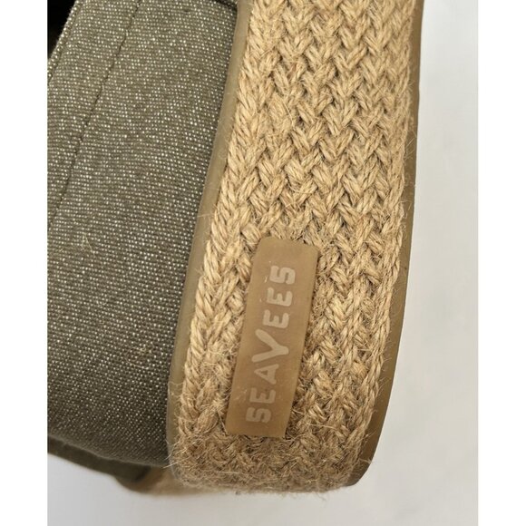 SeaVees Oceanside 9.5 Olive Green Espadrille High Stretch  Seavees Oceanside Espadrille High Stretch Canvas Platform Sneakers Green Size 9
